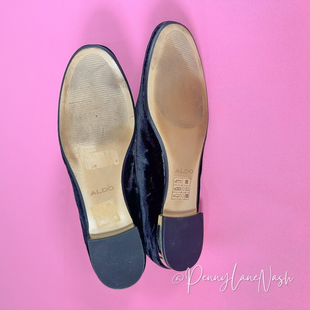 Aldo Danilova Velvet Flat Shoes Size 7.5 Black - Picture 6 of 8